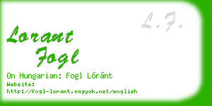 lorant fogl business card